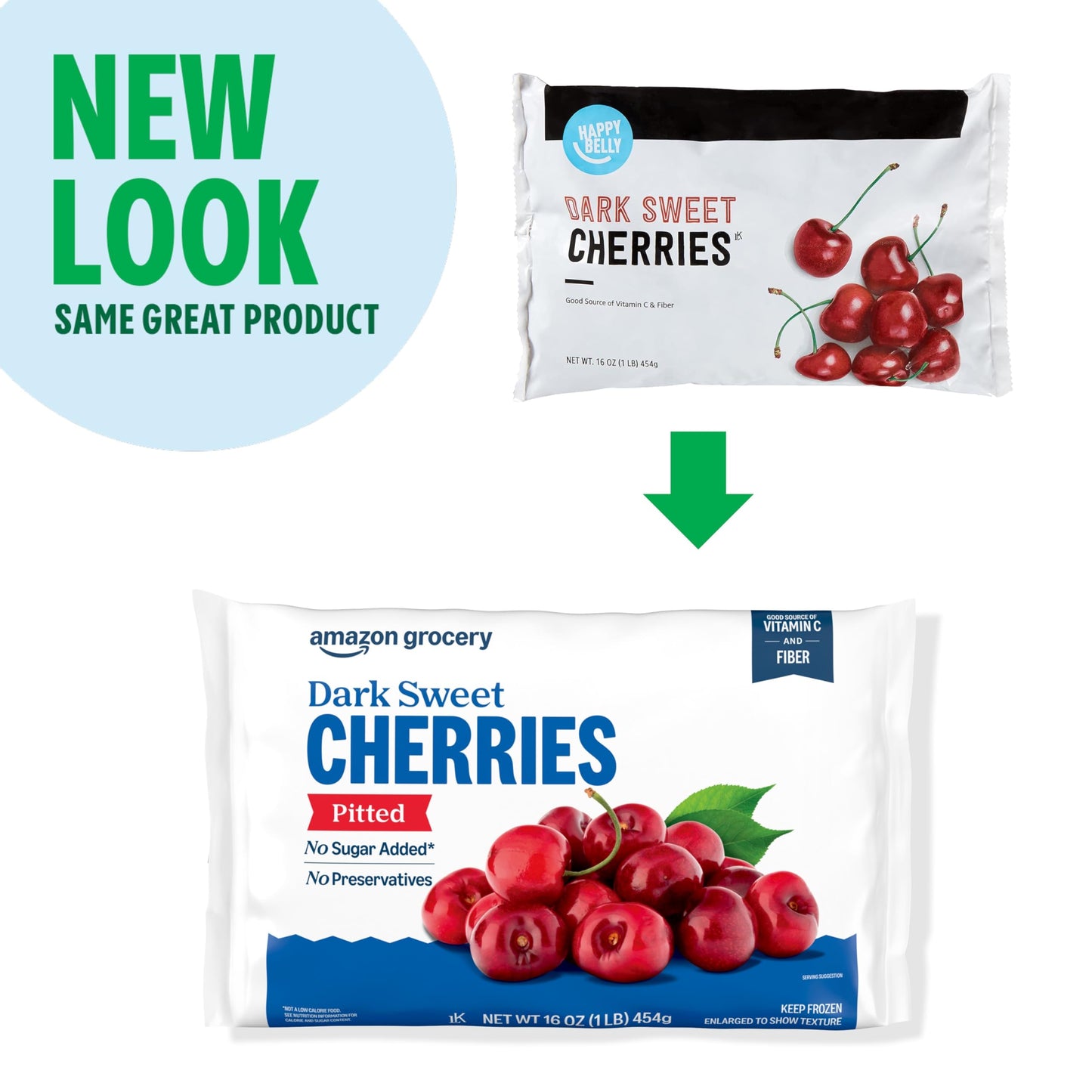 Amazon Grocery, Dark Sweet Cherries, Pitted, 16 oz, Frozen (Previously Happy Belly, Packaging May Vary)
