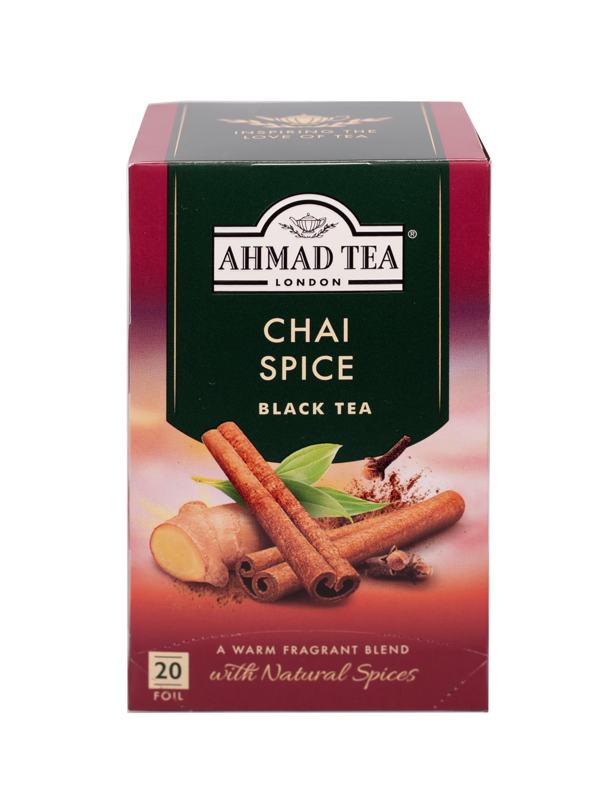 Ahmad Tea Black Tea, Chai Spice Teabags, 20 ct (Pack of 1) - Caffeinated & Sugar-Free