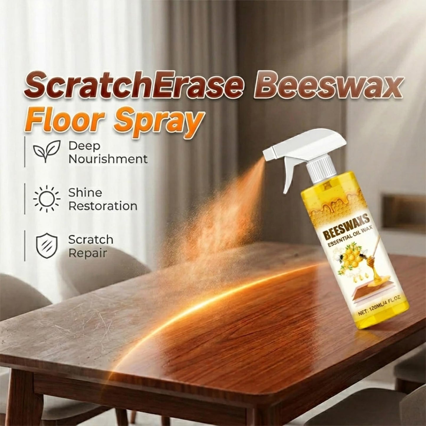 FKMEE Sanvixero Advanced Floor Restorer, ScratchErase Beeswax Floor Spray, Restores Shine & Removes Scratches Surface Cleaning (1)