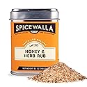Spicewalla Honey and Herb Rub 3.8 oz | Garlic, Salt, Brown Sugar, Basil, Black Pepper | Non-GMO, Gluten Free, No MSG