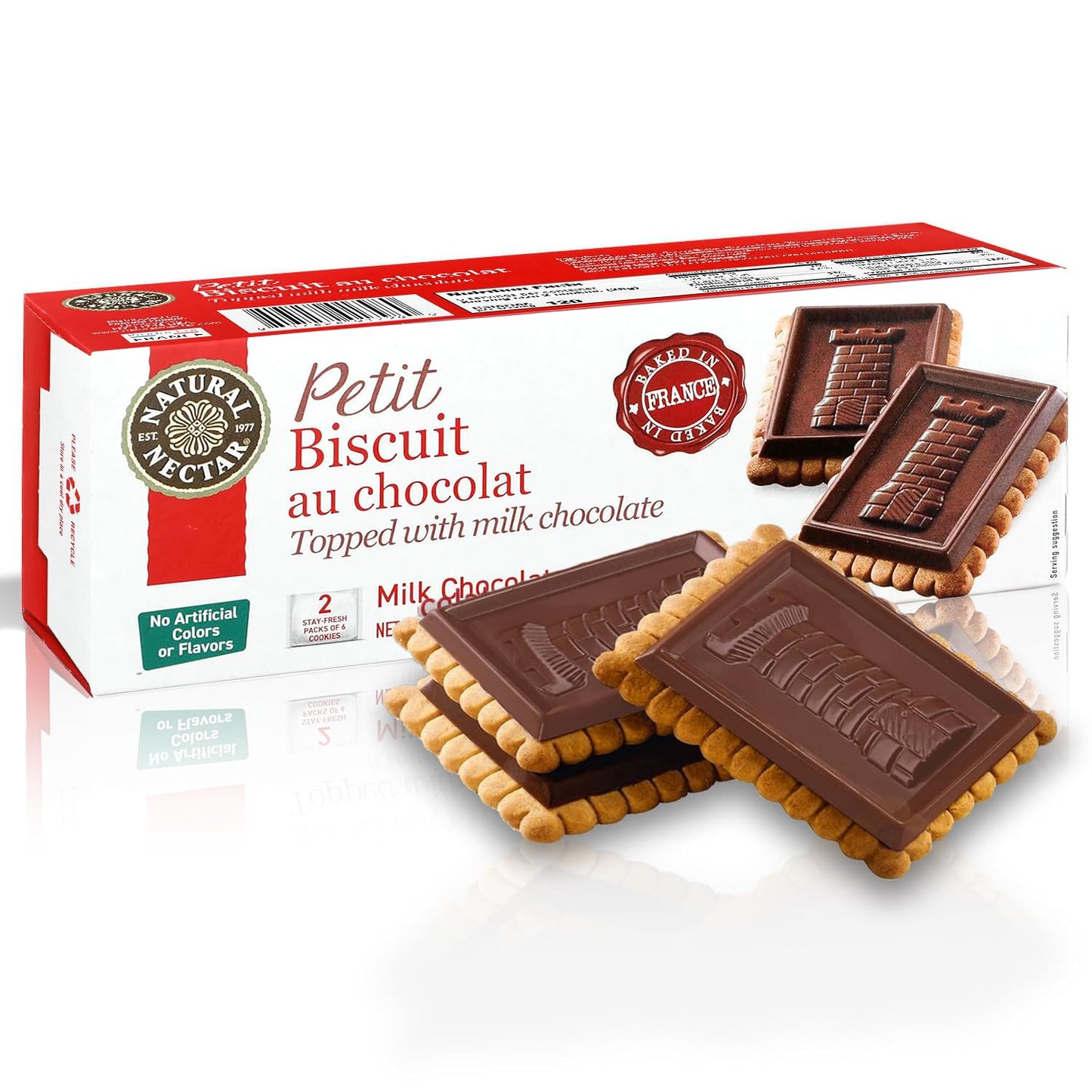 Natural Nectar Petit Biscuit Milk Chocolate 5.29 oz - Crisp European-Style Biscuits Covered in Smooth Milk Chocolate; Snack Cookies for Coffee, Tea