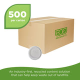 Eco-Products Recycled 12-32oz Food Bowl Recycled Lids, Case of 500, Dome Covers, Fits 12-32oz Round Paper Containers, Hot or Cold Foods, 100% Recycled