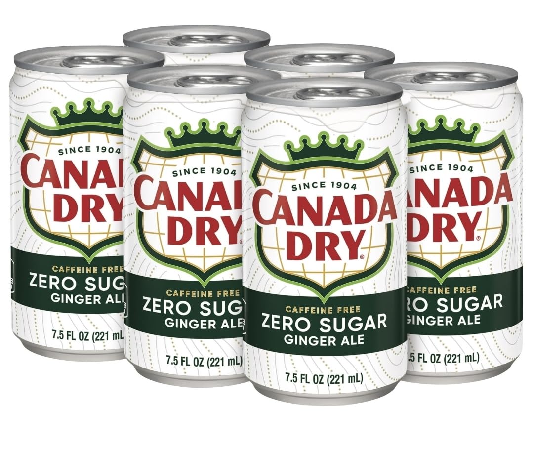 Canada Dry Ginger Ale Zero Sugar, 7.5 Fl Oz Cans, 24 Pack