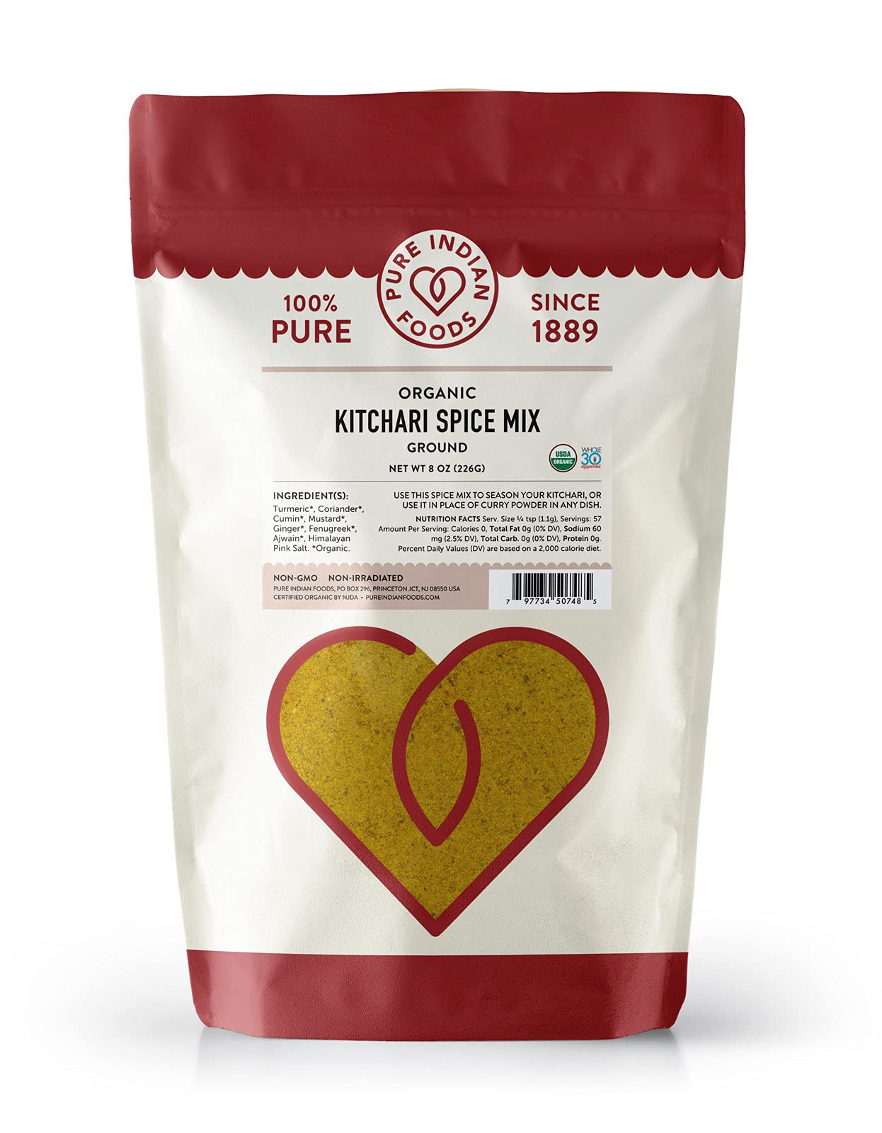Pure Organic Kitchari Spice Mix - Pure Indian Foods - 8 oz (227g)