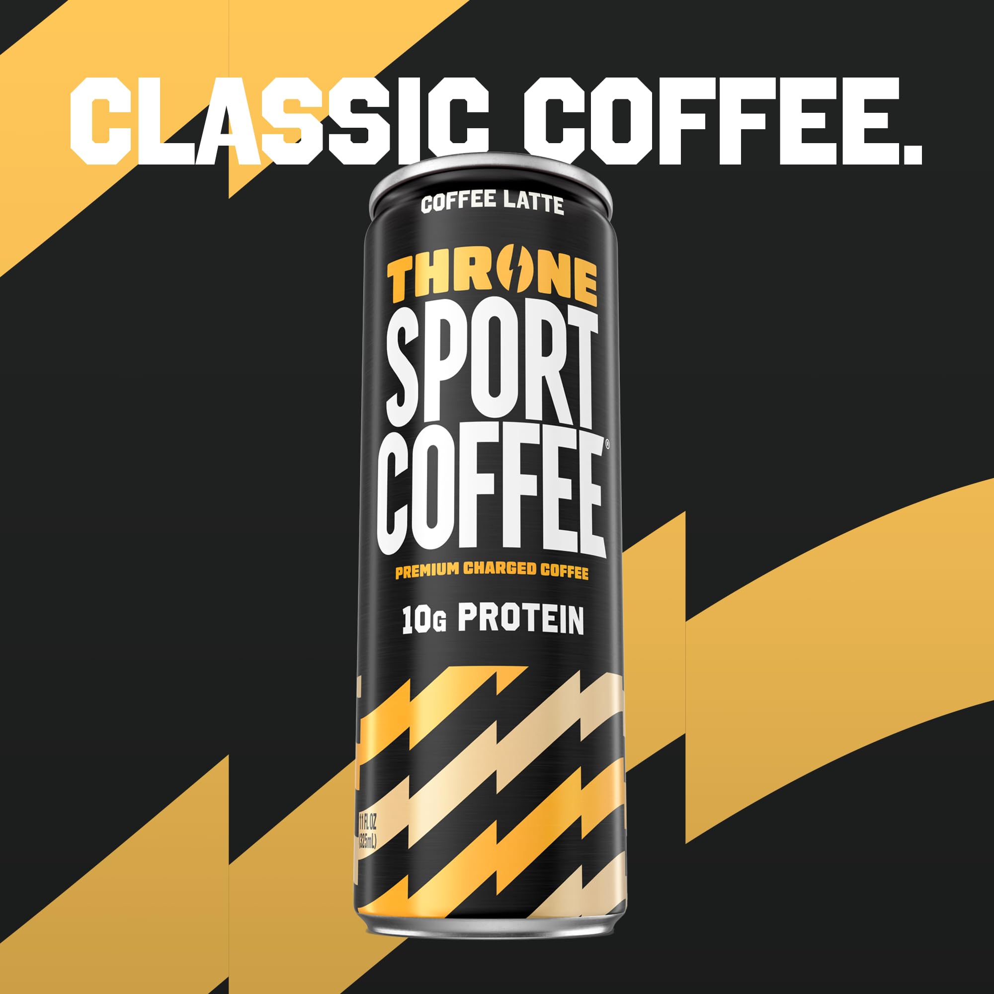 Throne Sport Coffee Latte - 10g protein - 150mg Natural Caffeine and B Vitamins - Lactose-Free, Premium Arabica, NSF Certified, Active Lifestyles