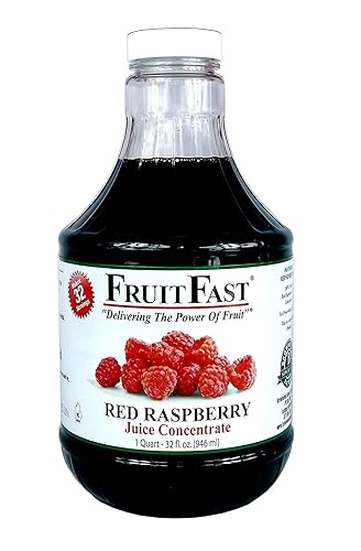 FruitFast 100% Pure Red Raspberry Juice Concentrate - 32 oz Quart Bottle | No Added Sugar, Unsweetened Raspberry Extract for Drinks, Smoothies