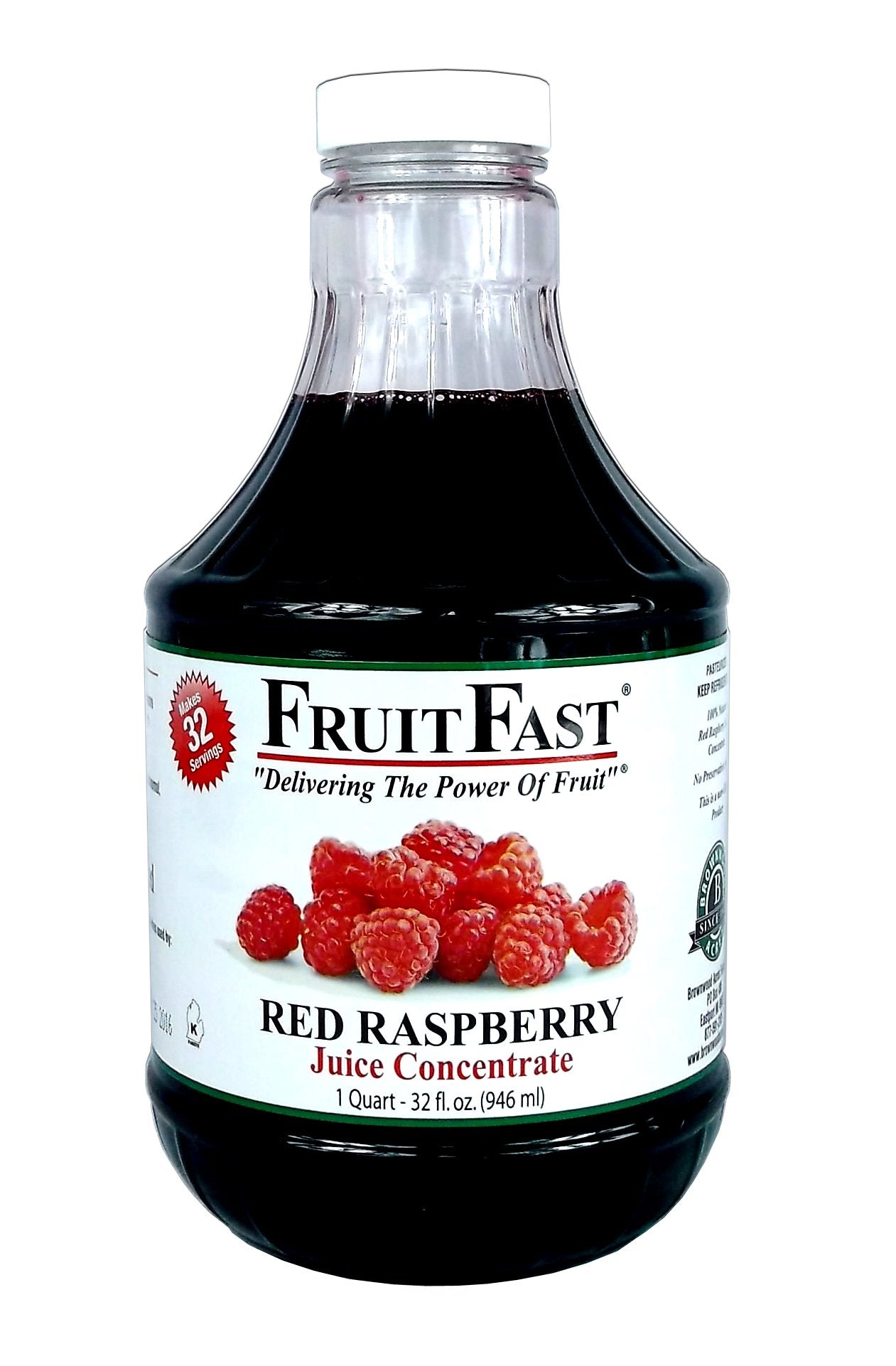 FruitFast 100% Pure Red Raspberry Juice Concentrate - 32 oz Quart Bottle | No Added Sugar, Unsweetened Raspberry Extract for Drinks, Smoothies
