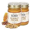 Big Spoon Roasters Peanut Pecan Butter w/ Organic Wildflower Honey & Sea Salt - Raw Honey Low Sugar Peanut Butter - Creamy Peanut Butter with Pecans