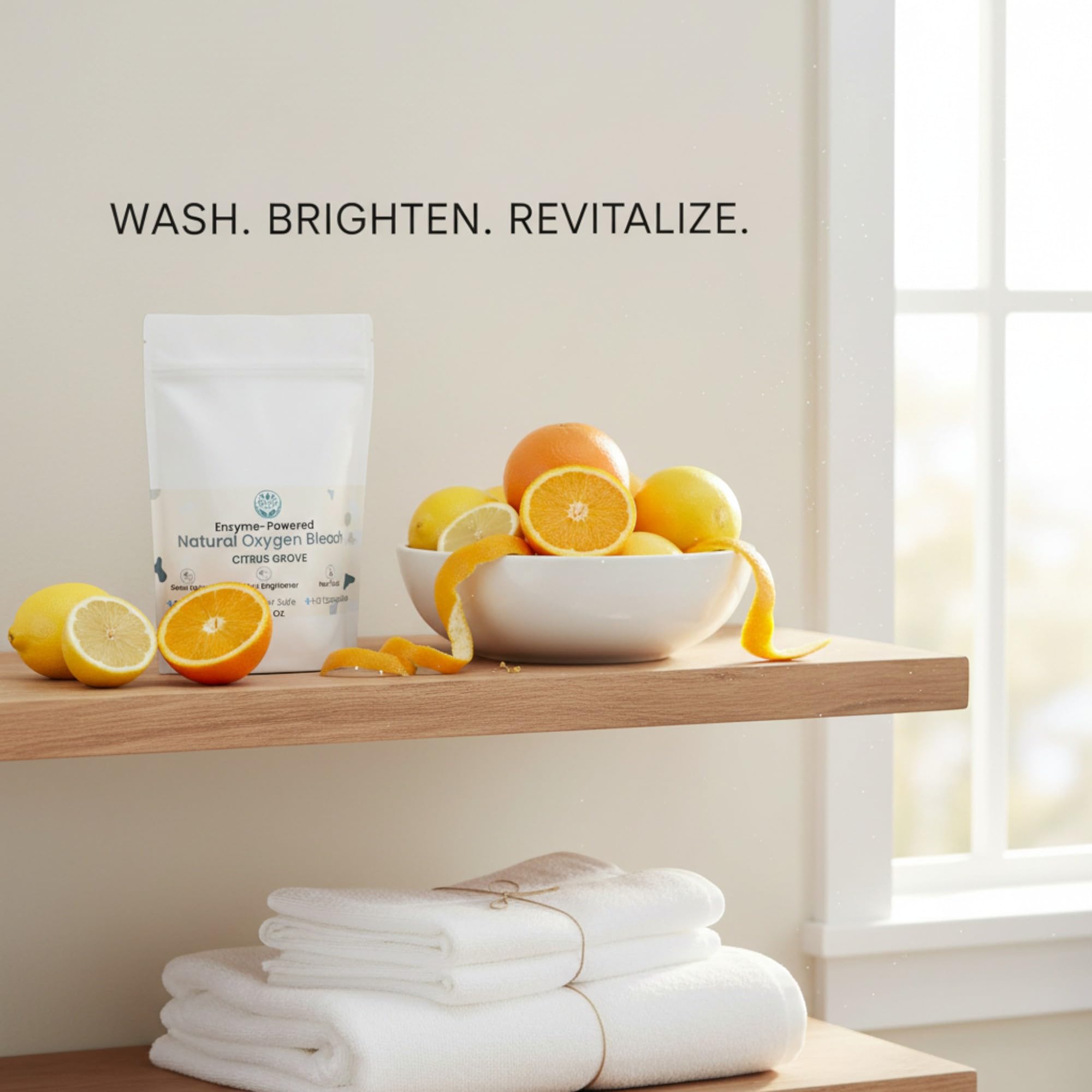 GLAT Group Enzyme-Powered Natural Oxygen Bleach (Powder) - Citrus Grove | Chlorine-Free Stain Remover & Laundry Whitener | Safe for Colors, Septic