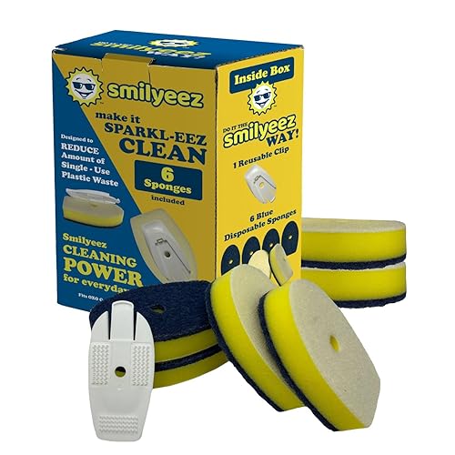Smilyeez No-Plastic Non-Scratch Sponge Refill for OXO Good Grip Dishwand (Packs of 6) Throw Away The Sponge, NOT The Plastic