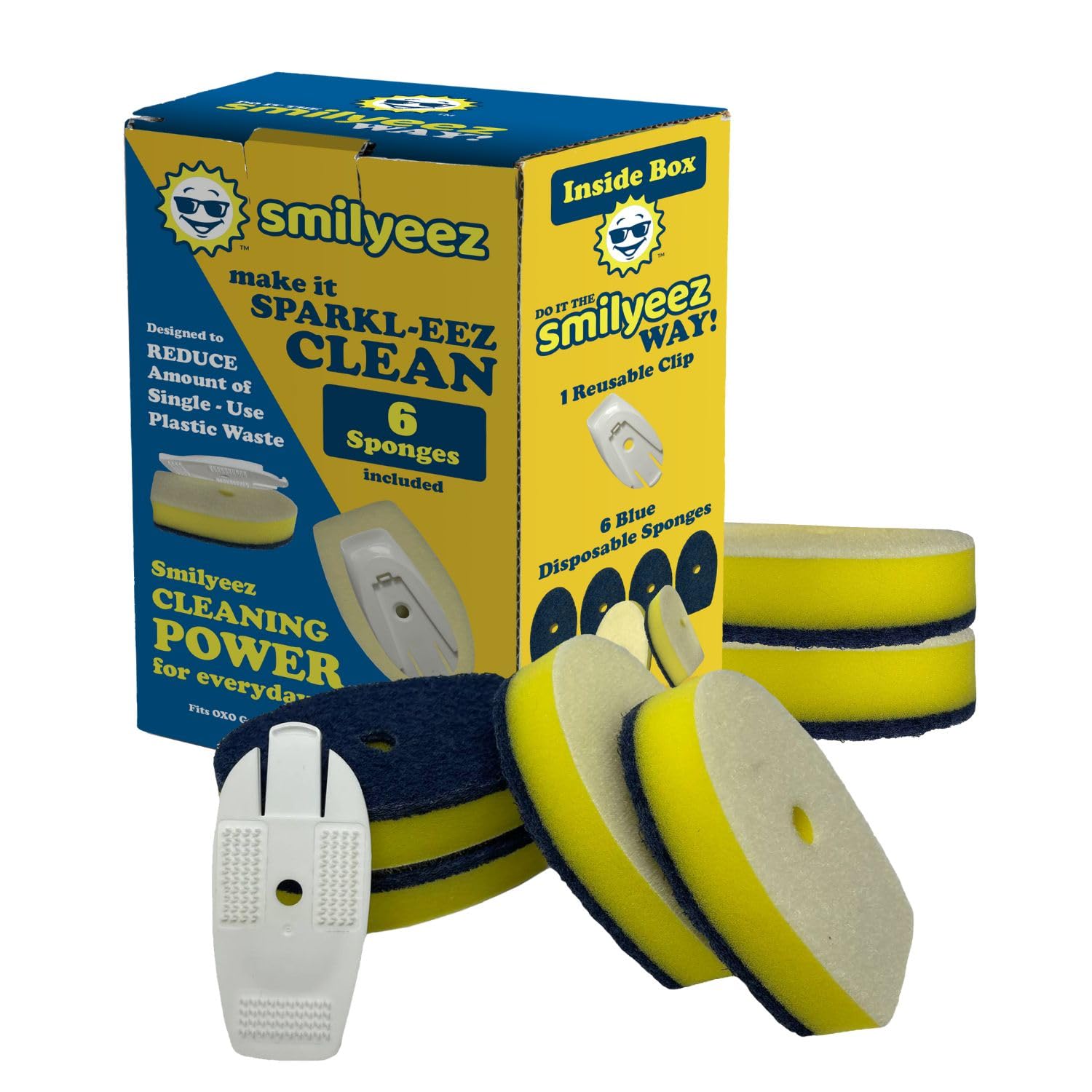 Smilyeez No-Plastic Non-Scratch Sponge Refill for OXO Good Grip Dishwand (Packs of 6) Throw Away The Sponge, NOT The Plastic