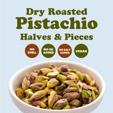 Food to Live - Dry Roasted Pistachio Halves and Pieces, 4 Pounds - Unsalted. No Shell. Keto and Paleo Friendly Snack. Great for Salads, Cooking