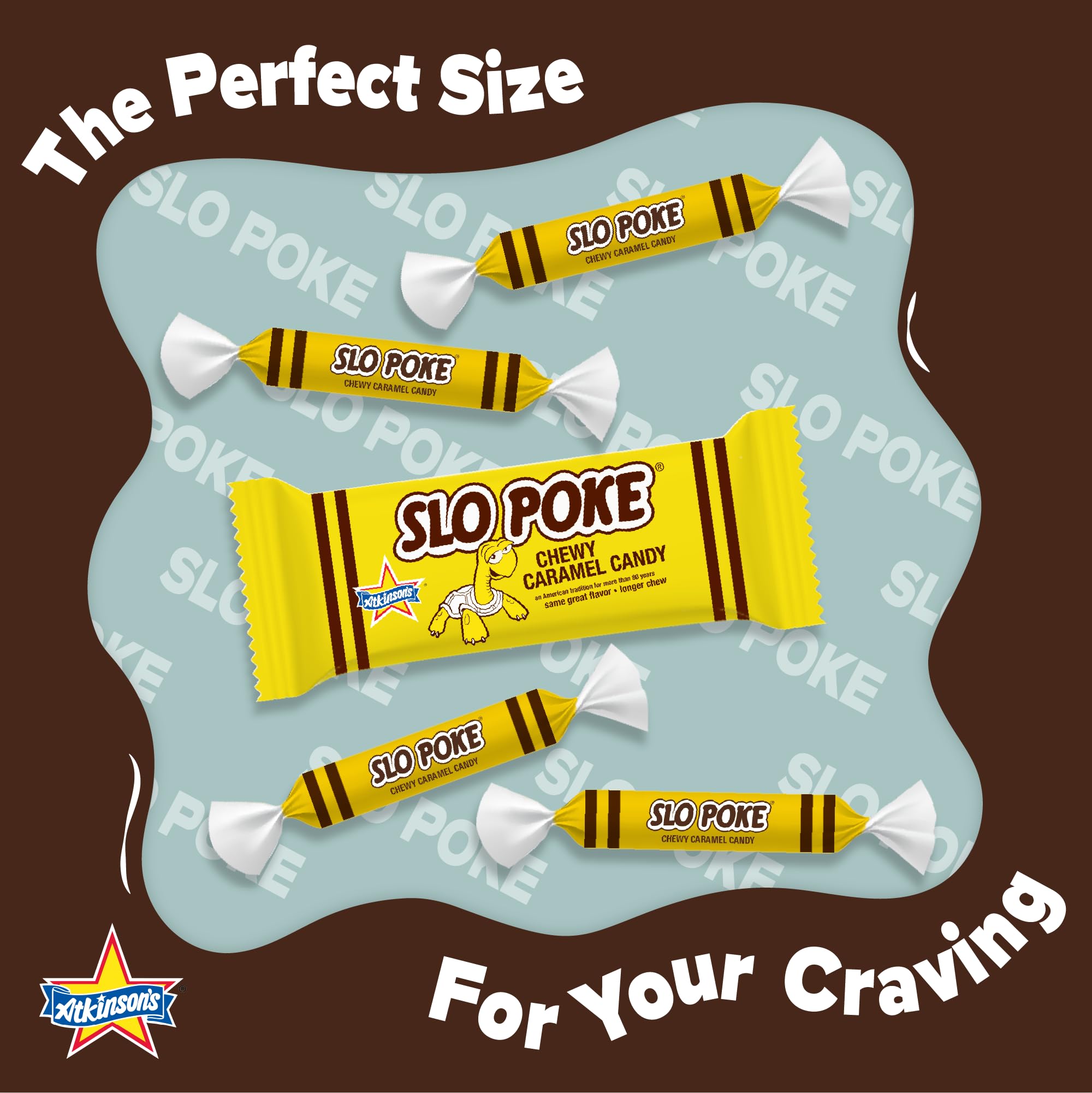 Atkinson's Slo Poke Chewy Caramel Fun Size Candy 0.35oz 130ct Tub