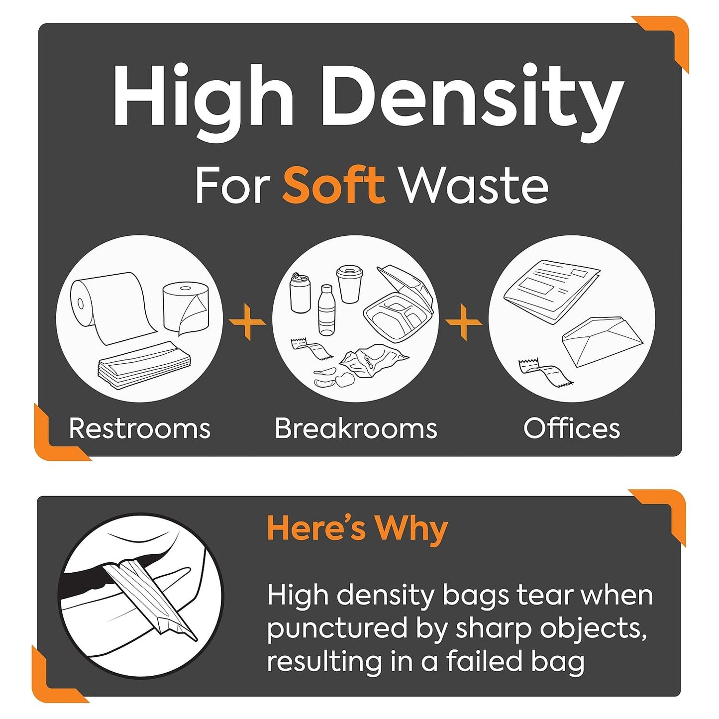 Coastwide Professional 50-56 Gallon Trash Bag, 43" x 48", High Density, 22 mic, Natural, 150 Bags/Box