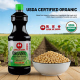 Wan Ja Shan Organic Aged Soy Sauce 33.8 oz - K-Parve, Naturally Brewed with Organic Soybeans | Rich, Slow-Aged Flavor | Non-GMO, No MSG, Traditional
