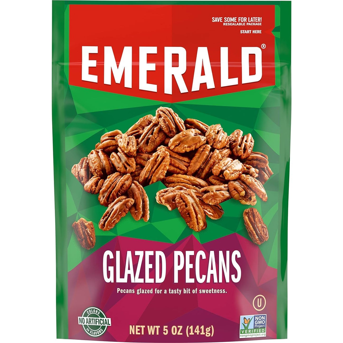 Emerald Nuts Combo Variety Pack Featuring Kettle Glazed Pecans & Honey Glazed Cashews | 5 Oz Resealable Bags | Kosher Certified, Non-GMO, Contains No
