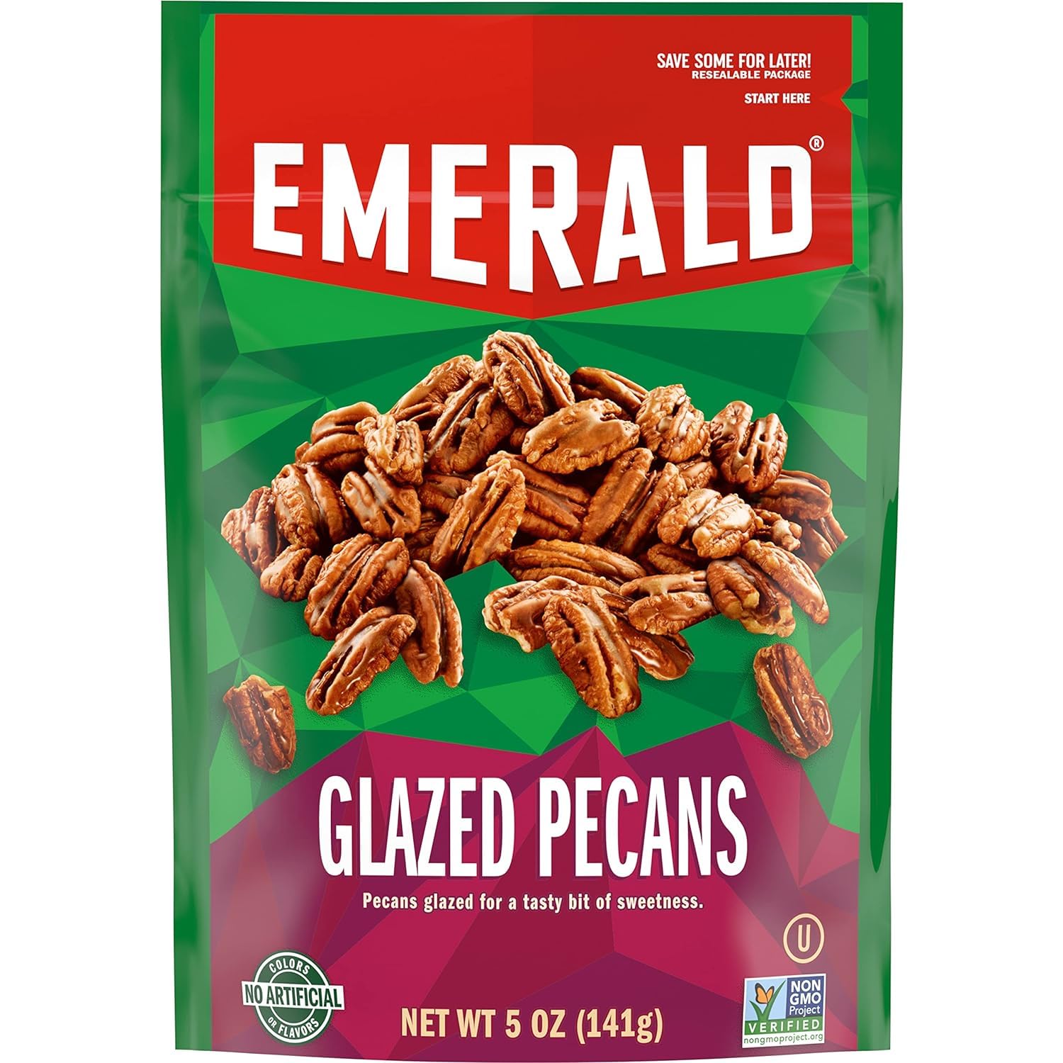 Emerald Nuts Combo Variety Pack Featuring Kettle Glazed Pecans & Honey Glazed Cashews | 5 Oz Resealable Bags | Kosher Certified, Non-GMO, Contains No