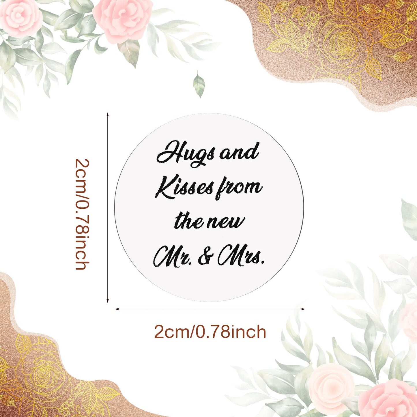 Laumoi 1000 Pcs Hugs and Kisses from The New Mr and Mrs Wedding Stickers, Chocolate Drops Labels Candy Stickers 0.75 Inch for Weddings Engagement