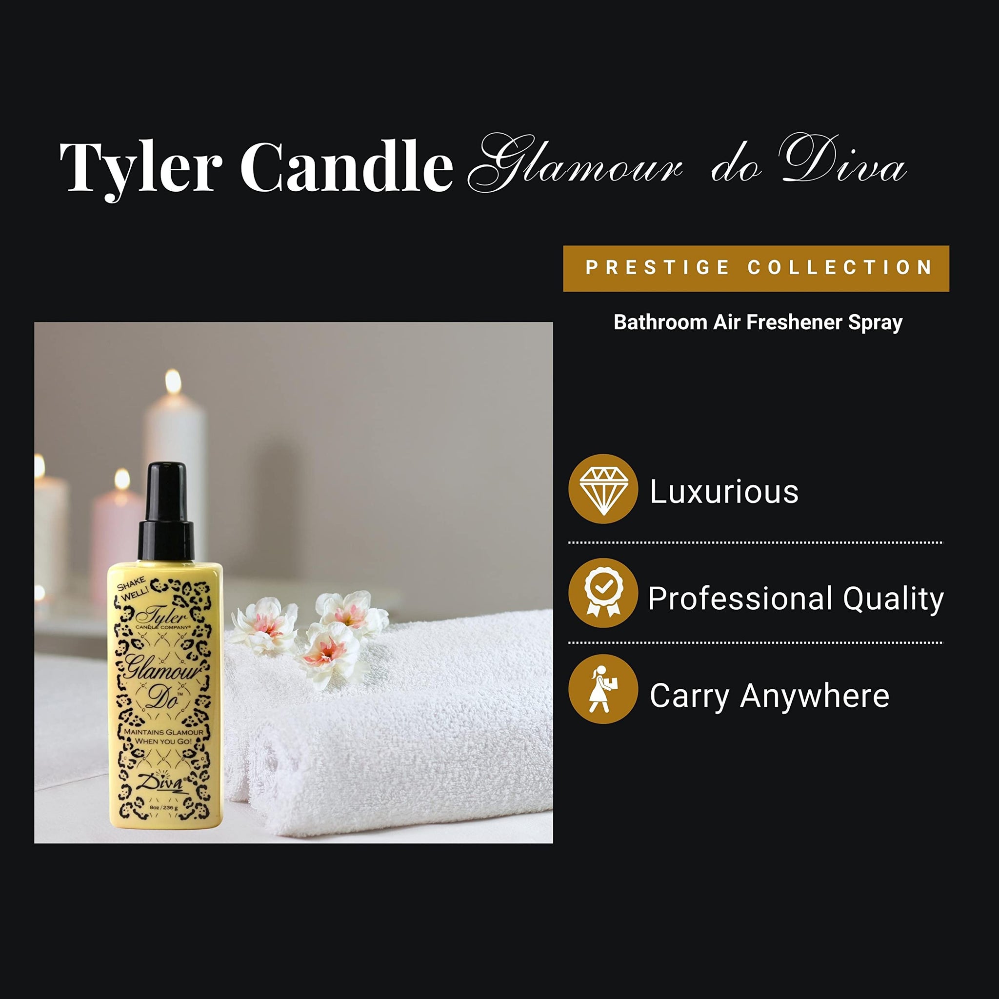 Tyler Diva Glamour Do Air Freshener Spray - Odor Eliminator Toilet Spray for Poop and Bathroom Odors - Odor Eliminator for Strong Odor - 1.2 oz