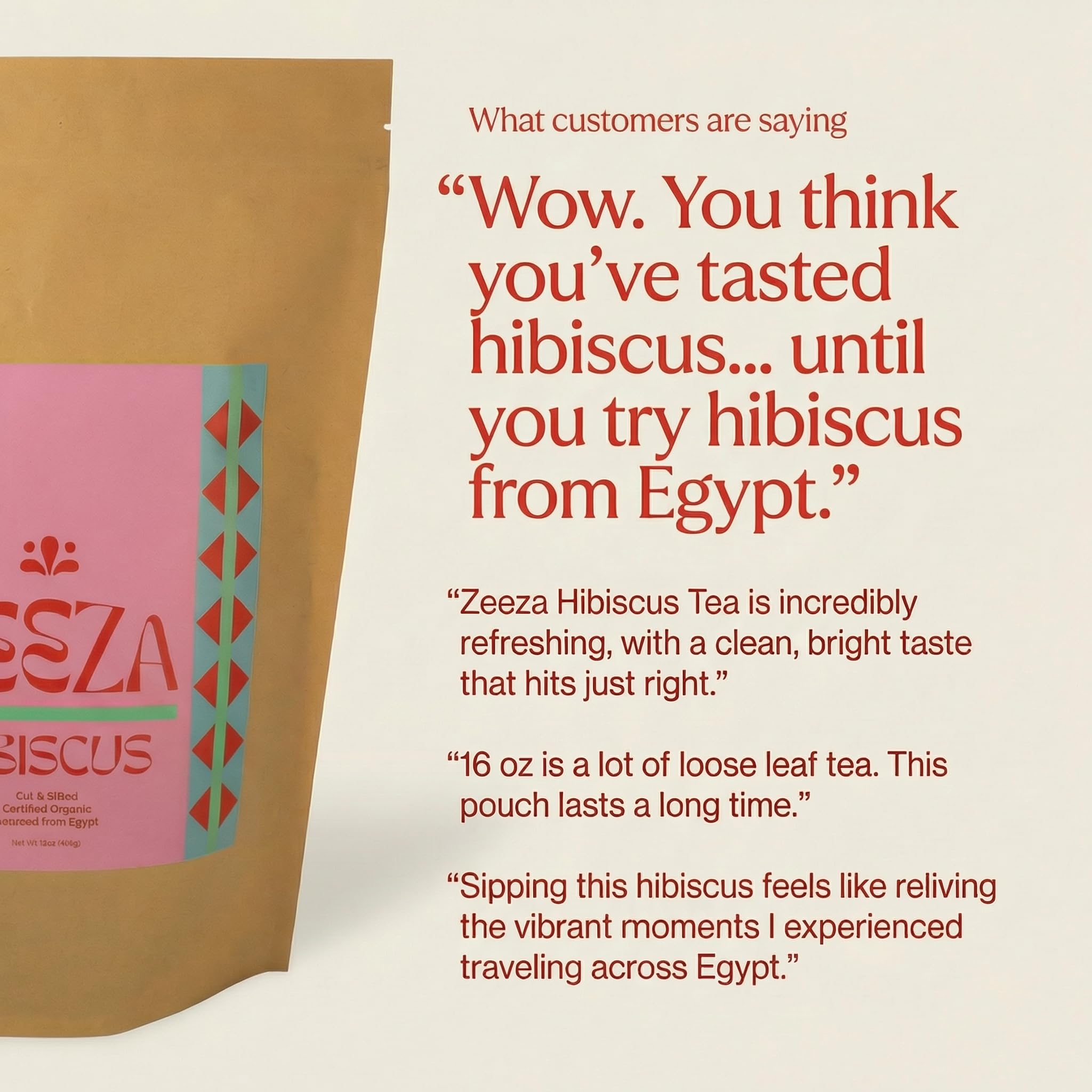 Zeeza Hibiscus Tea, 1LB, Organic Hibiscus Flowers from Egypt - Cut & Sifted - Loose Leaf Tea - Ideal for Agua Fresca, Iced Tea, & Karkadé
