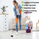 Electric Spin Scrubber, 8 in 1 Electric Cleaning Brush, Cordless Rechargeable Scrub Brush with 8 Replaceable Brush Heads, Adjustable Length and Angle