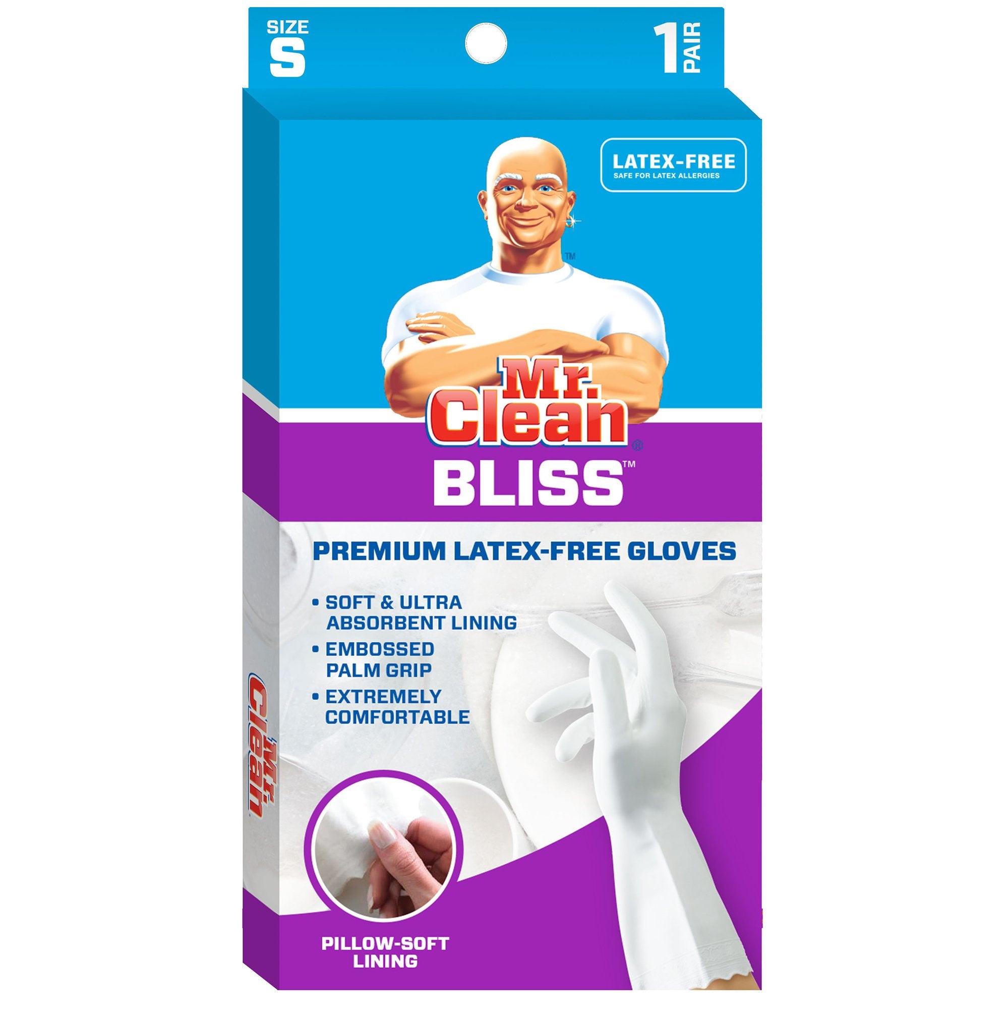 Mr. Clean Bliss Premium Latex-Free Gloves, Small, 3 pairs