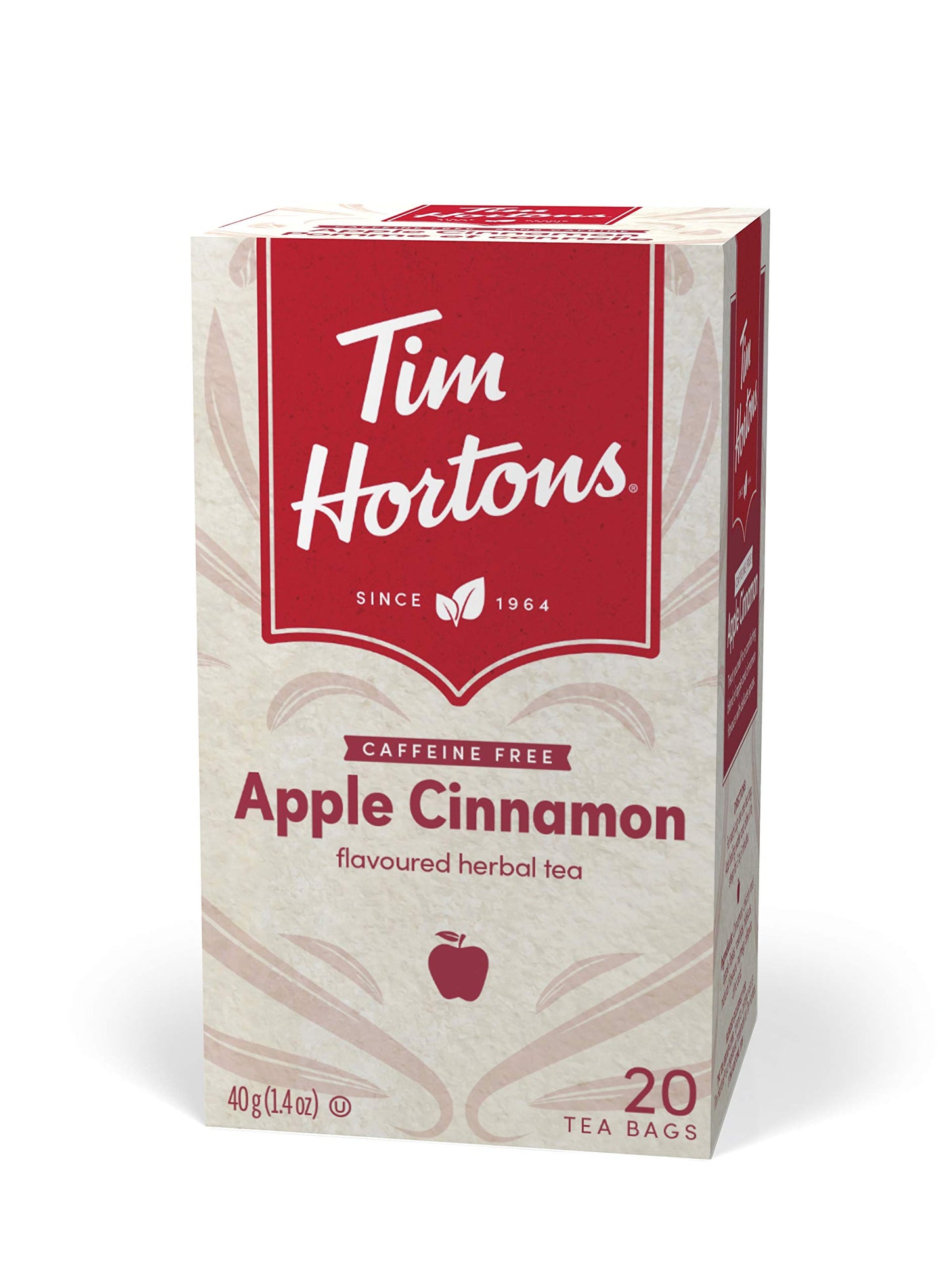 Tim Hortons Apple Cinnamon Herbal Tea, 20 tea bags, 40g (1.4oz), imported from Canada