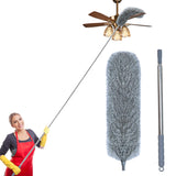 Microfiber Feather Duster with Extendable Pole, 100-inch Extra-Long Dusters Telescoping Cobweb Duster for Cleaning, Bendable and Washable Microfiber