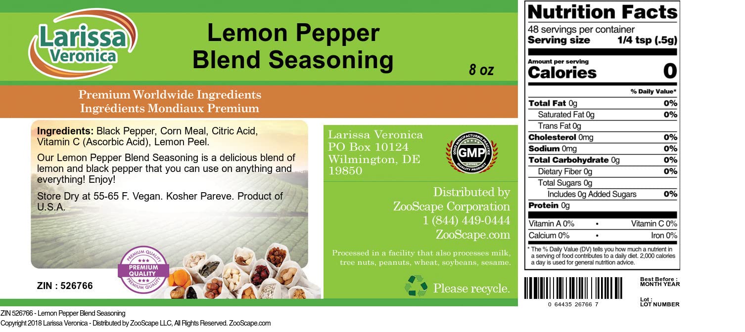 Lemon Pepper Blend Seasoning (8 oz, ZIN: 526766) - 2 Pack