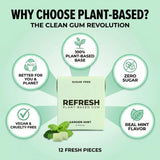 Refresh Gum Garden Mint - 12 Piece Sugar - Xylitol for Daily Use - Bubble Style Chewing Gum Bulk Alternative - Remineralizing Pure Mint Flavor