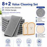 Non Scratch Wire Dishcloths 8 Pack with 2 Kitchen Sponges, Reusable Double Layer Wire Cleaning Cloths for Pots, Pans, Dishes, Sinks and Stove Tops