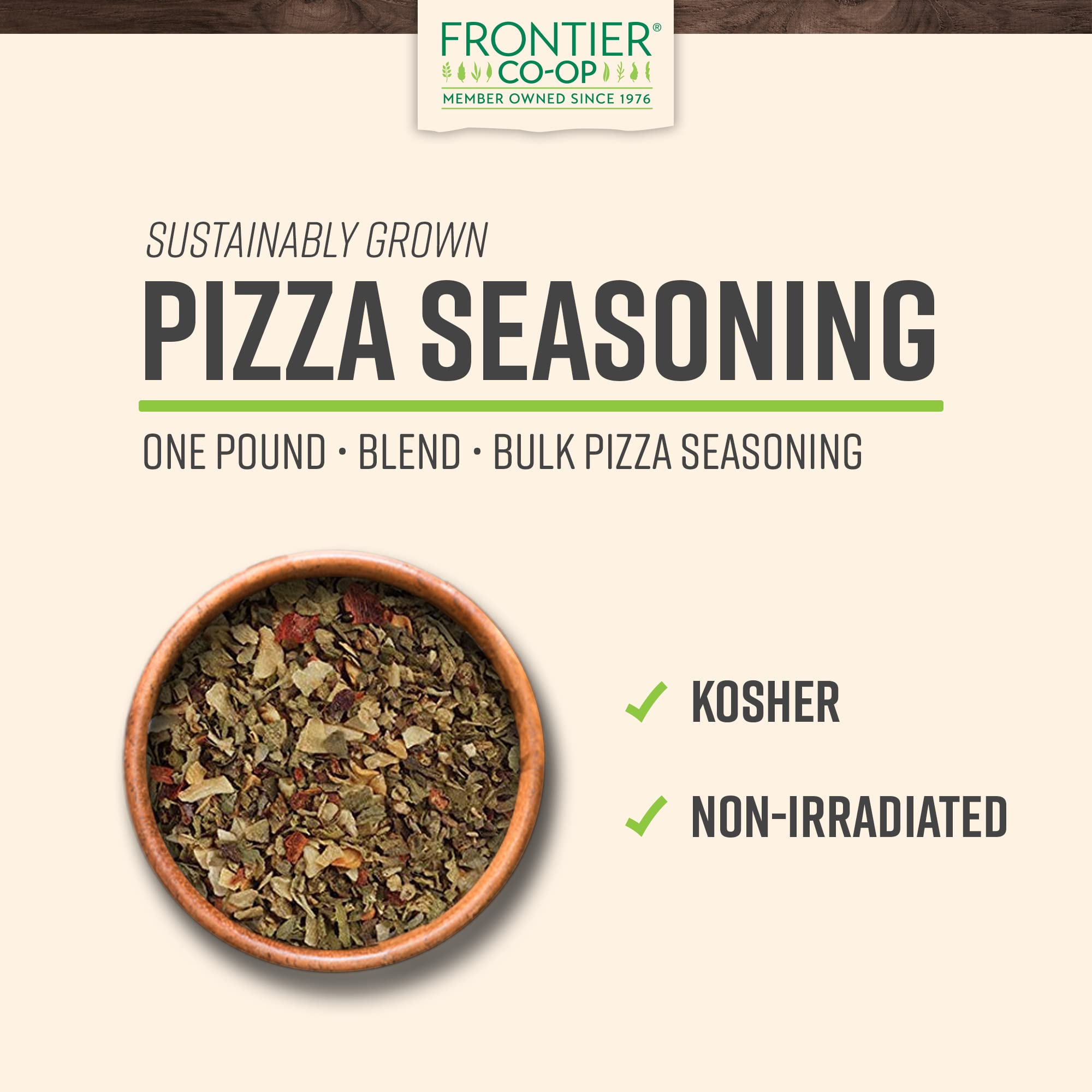 Frontier Co-op Pizza Seasoning, 1lb Bulk Bag - Natural Pizza Seasoning Spice Blend, Perfect Pizza Spice for Homemade Pizzas, Pasta & Italian Dishes