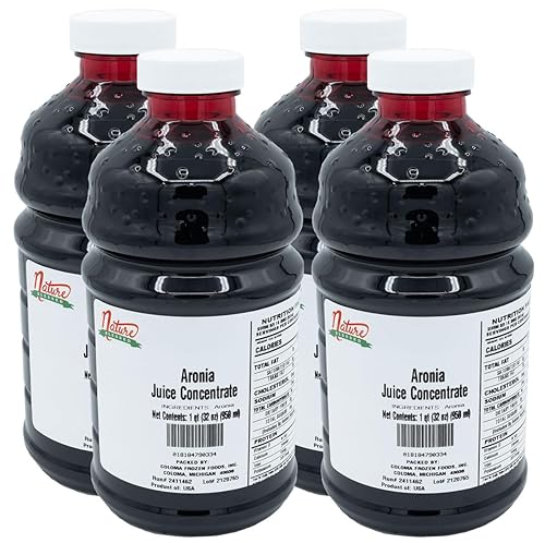 Nature Blessed 100% Pure Aronia Berry Juice Concentrate - 4 Quarts (4/32 fl oz bottles), Especially good for Home Vintners, Home Brewers, Smoothies, a