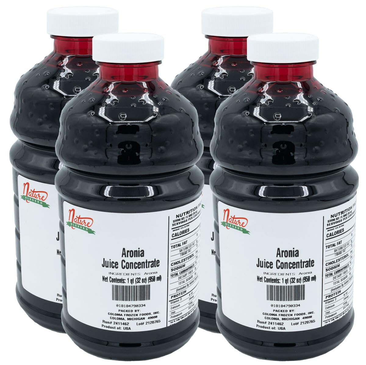 Nature Blessed 100% Pure Aronia Berry Juice Concentrate - 4 Quarts (4/32 fl oz bottles), Especially good for Home Vintners, Home Brewers, Smoothies, a