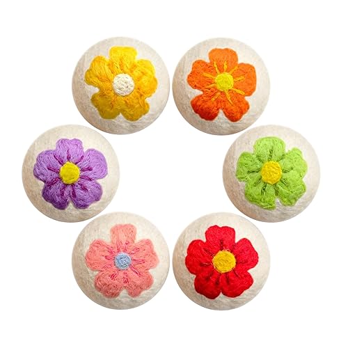 Uloryce Wool Dryer Balls XL 6 Pack, Reusable Laundry Dryer Balls with Cute Floral Design, Reduce Drying Time, Soften Clothes, Anti Static, Eco