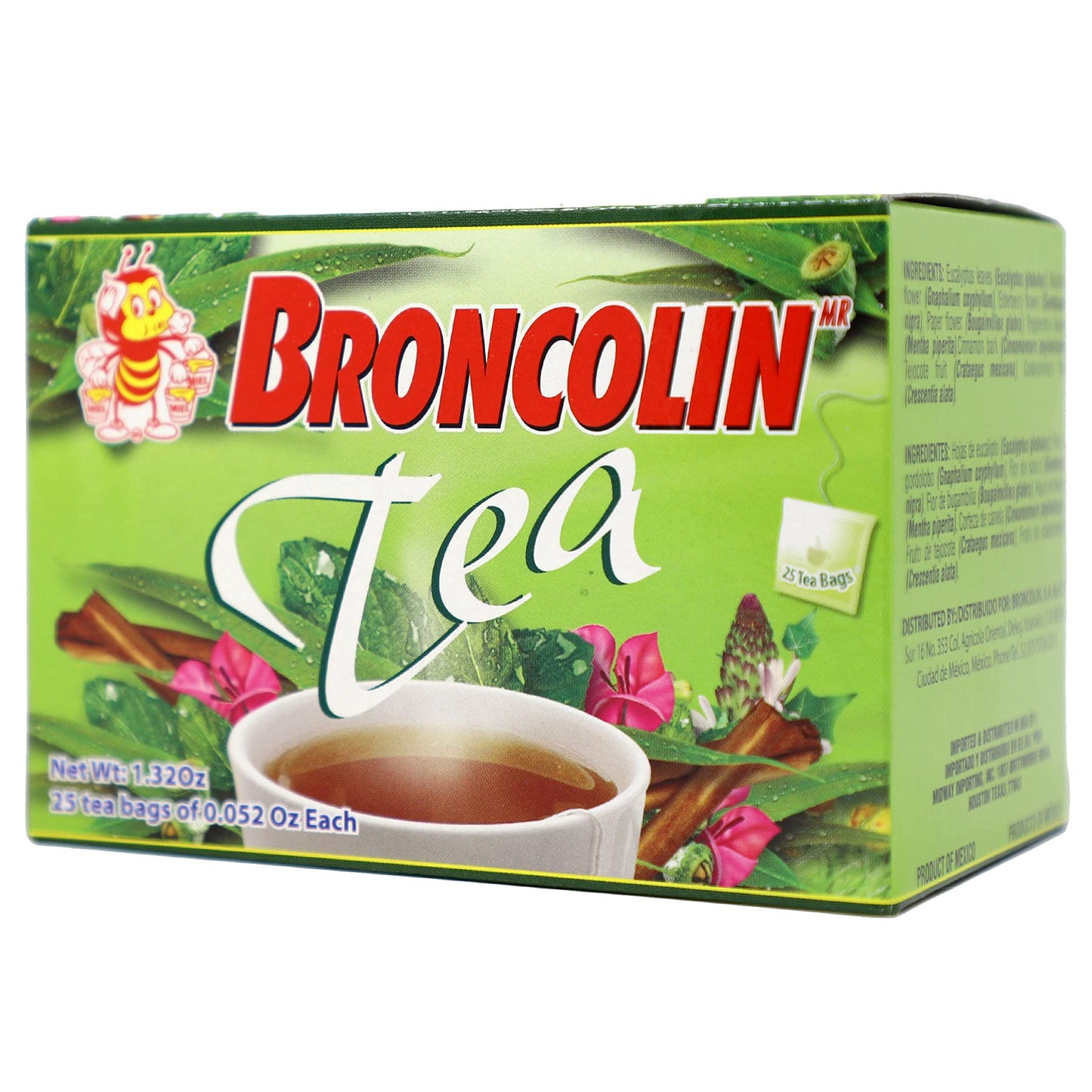 Broncolin Tea, Natural Remedy, Herbal Tea Made with Plant Extracts, 2-Pack of 25 Tea Bags