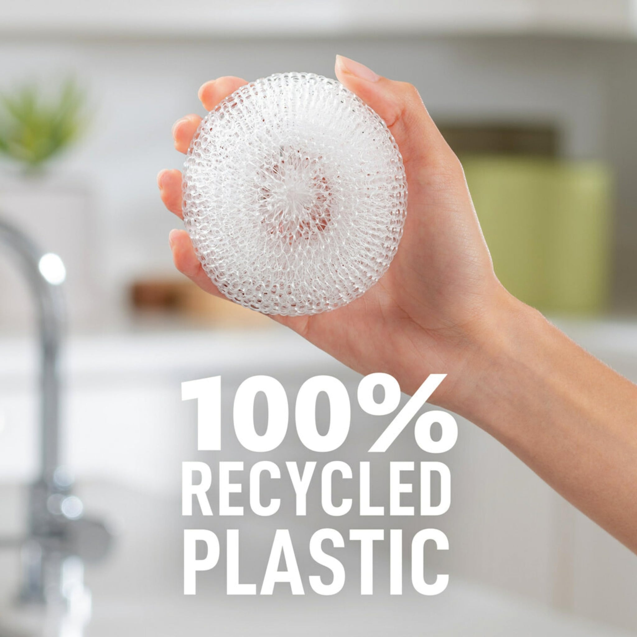 Scotch-Brite Greener Clean Recycled Scrubbing Circles, 3 Dish Scrubbers for Cleaning Kitchen & Scrubbing Fruits or Veggies, Safe on Nonstick Pots