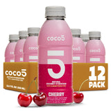 COCO5 Cherry Coconut Water (12 Pack) - Natural Electrolyte Sports Hydration, 50% Less Sugar, Bold Cherry Flavor, Non-GMO, Gluten Free - 16.9 fl oz