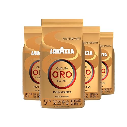 Lavazza Qualità Oro Whole Bean Coffee, Medium Roast, 100% Arabica, 2.2 lb Bag (Pack of 4)