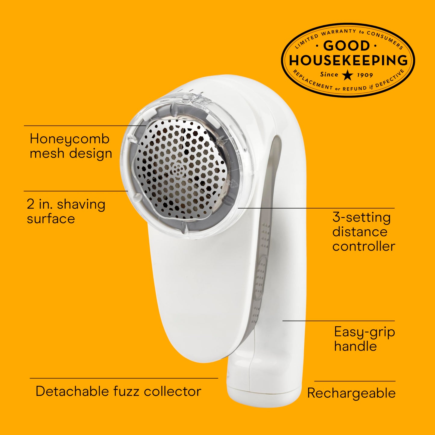 Conair Fabric Shaver and Lint Remover, Rechargeable Portable Clothes Shaver with 3 Settings, Fuzz Remover for Sweaters, Clothing, and Furniture, Large