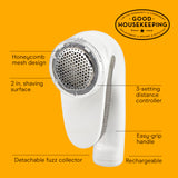 Conair Fabric Shaver and Lint Remover, Rechargeable Portable Clothes Shaver with 3 Settings, Fuzz Remover for Sweaters, Clothing, and Furniture, Large