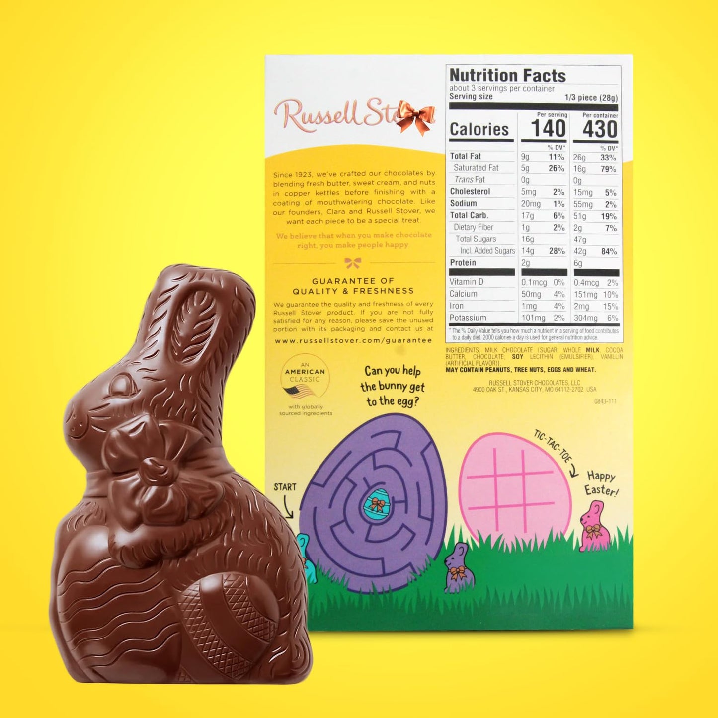 Solid Milk Chocolate Bunnies -Easter Chocolate Bunny Perfect for Easter Baskets or Sharing with Friends and Family 3 Oz