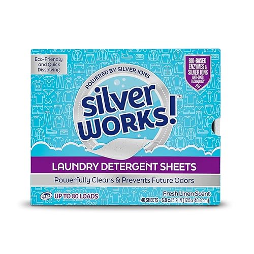 SilverWorks! Premium Dissolvable Laundry Detergent Sheets, Silver Ion Odor Elimination Technology, Powerfully Clean & Prevent Odors, Dissolves Fully