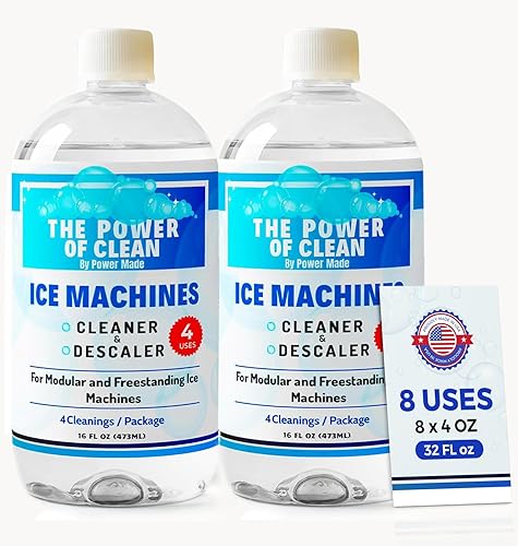 Power Made Ice Machine Cleaner & Descaler 16 fl oz 4 Uses | Nickel Safe Ice Maker Cleaner, Crystal Clear Descaling solution | Compatible