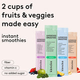 kencko Instant Smoothie Powder Mix Variety Packets, 16 Pack - Reds, Blues, Greens & Purples - Healthy Freeze-Dried Fruit & Veggie Superfood Powdered