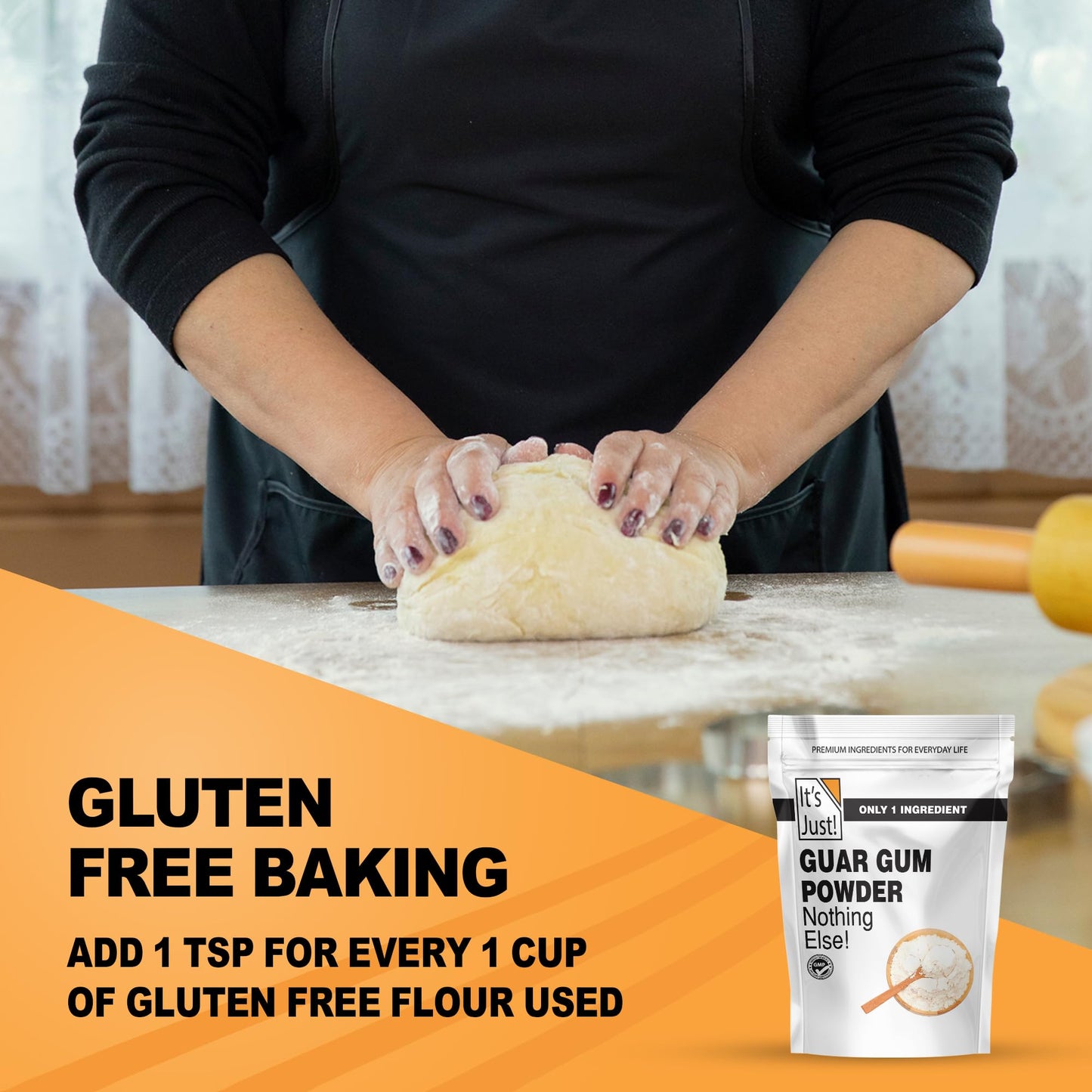 It's Just - Guar Gum, Gluten-Free, Non-GMO, Plant-Based Thickener & Binder, Thickens Cold Items, Keto Baking, Substitute Xanthan Gum, 8oz