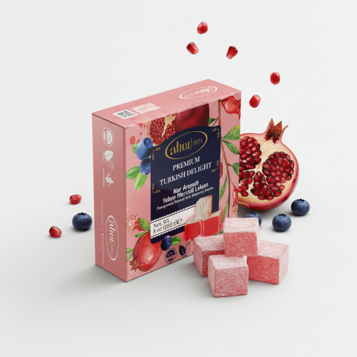 Atici Lokum Authentic Turkish Delight 8oz - Gourmet Vegan Sweets, Gluten-Free, Halal Soft Chewy Candy Gift Box | Traditional Premium Lokum Loukoumi
