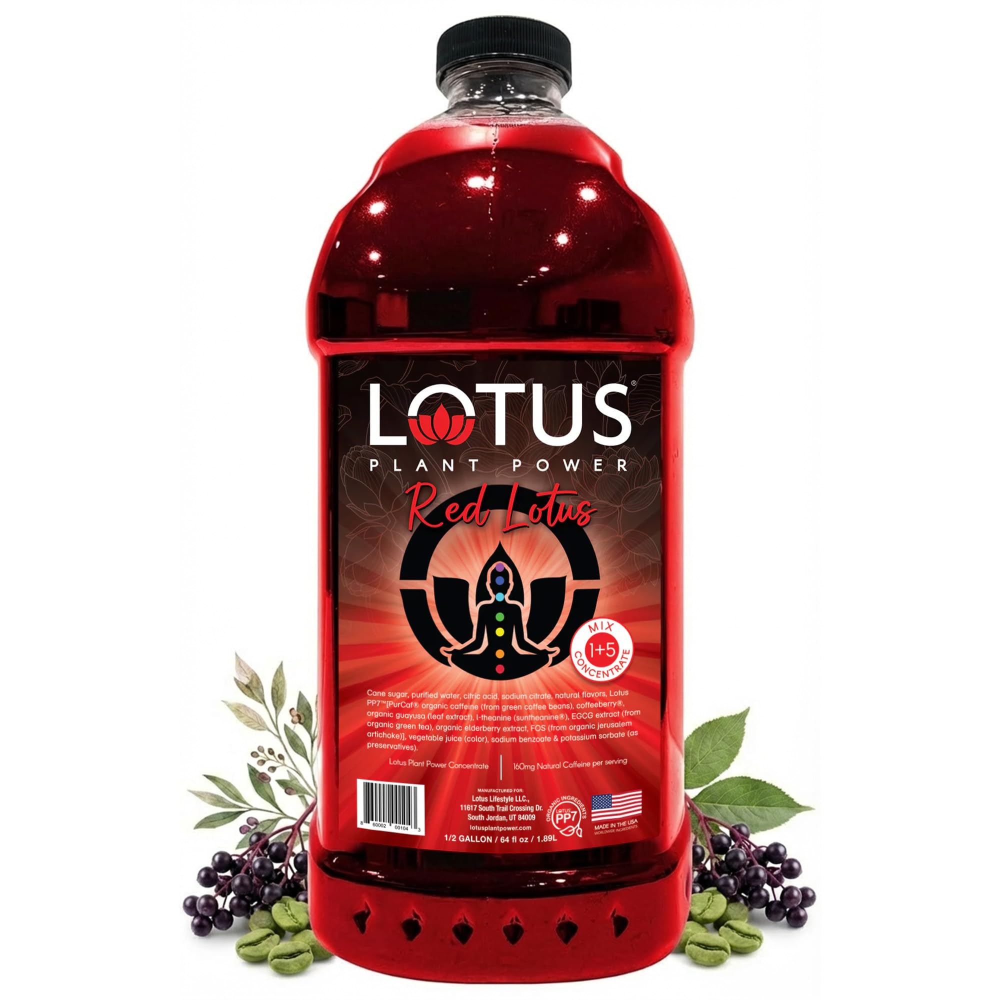 Red Lotus Plant Power® Energy Drink Concentrate | Natural Caffeine & PP7™ Formula | Plant-Based Organic Ingredients | Organic Cane Sugar Beverage |