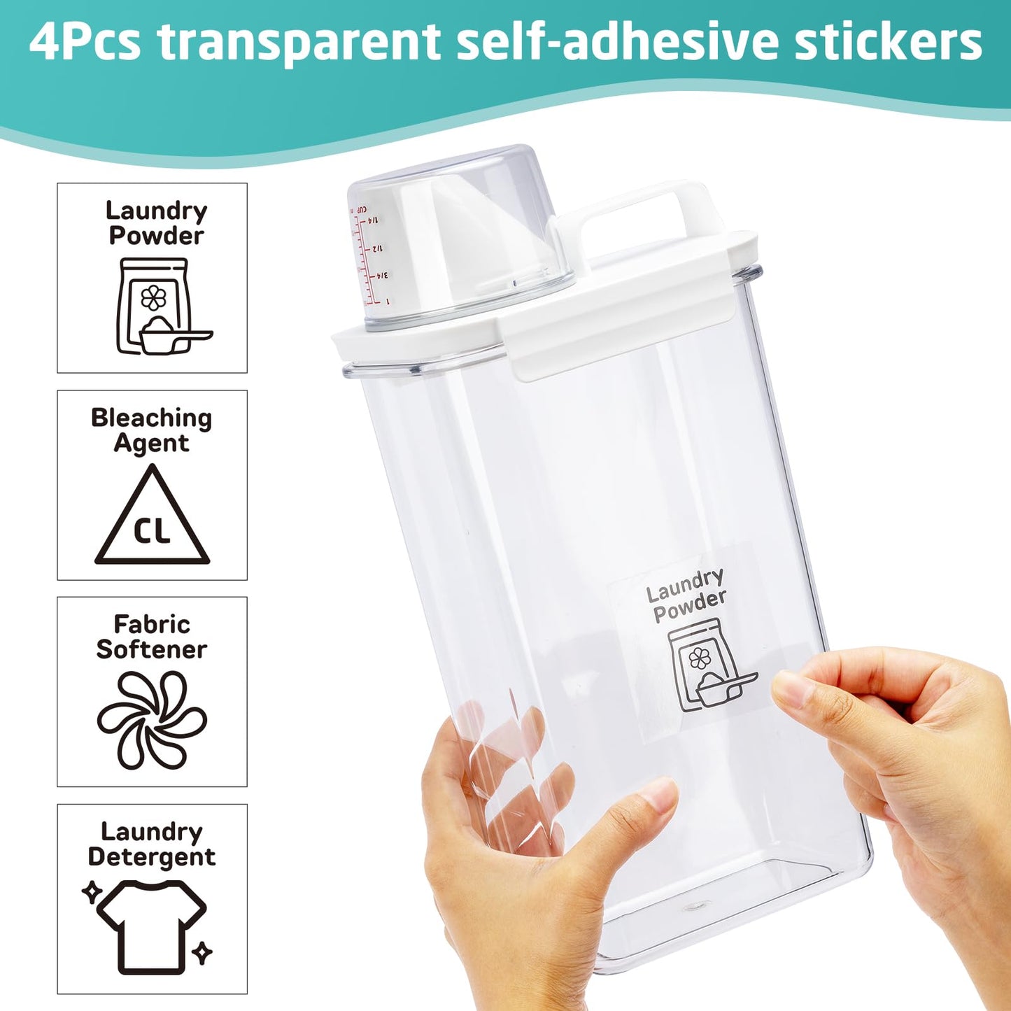 Bikkii Laundry Detergent Dispenser-2 Pack, 78 oz Detergent Dispenser with 4 Removable Labels, Laundry Soap Dispenser for Laundry Room Organization