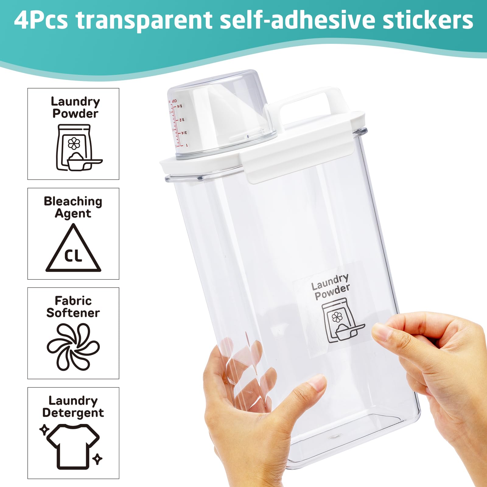 Bikkii Laundry Detergent Dispenser-2 Pack, 78 oz Detergent Dispenser with 4 Removable Labels, Laundry Soap Dispenser for Laundry Room Organization